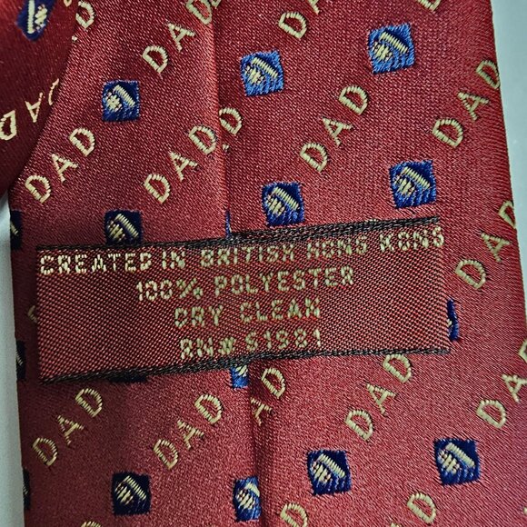 Dad Graphic Patterned Red Blue Necktie Men Neck Tie - Picture 8 of 9
